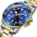 Quartz Movement No Logo 40Mm Rotating Bezel Rubber Stainless Steel Strap Watch Analog with Day Function